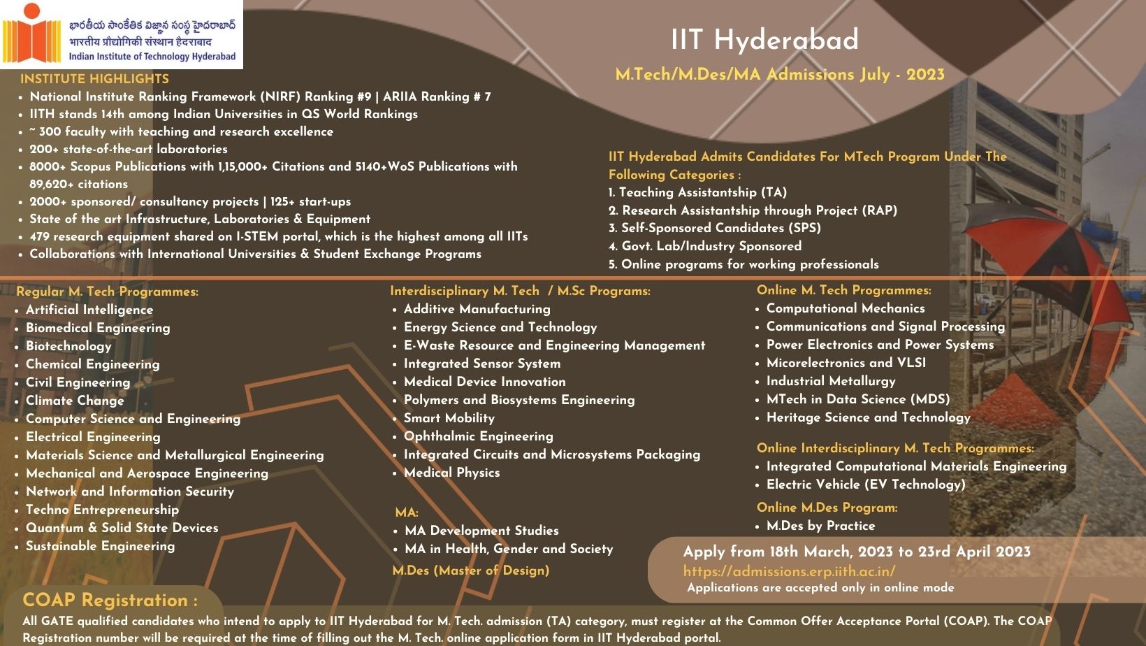 M.Tech. and M.A. Admissions