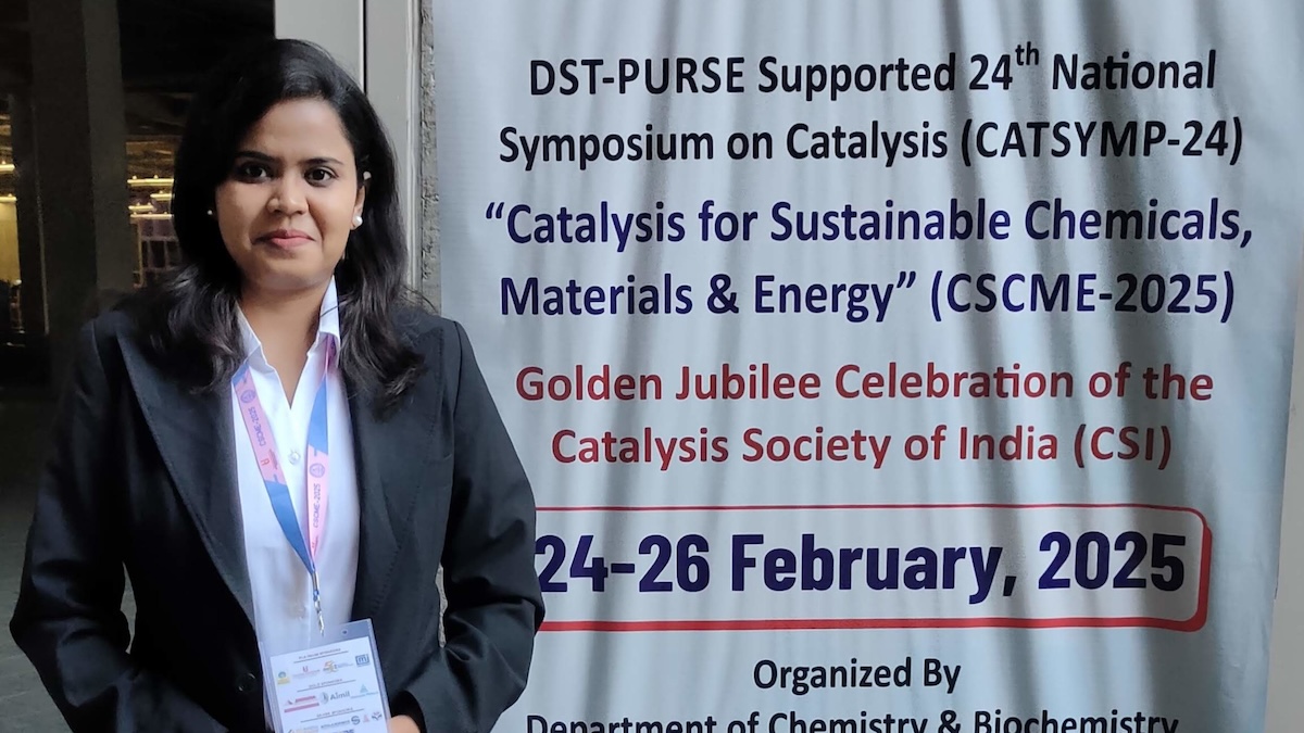 Best Oral Presentation for PhD Scholar Ms. Sakshi Manekar at 24th National Symposium on Catalysis (CATSYMP-24)