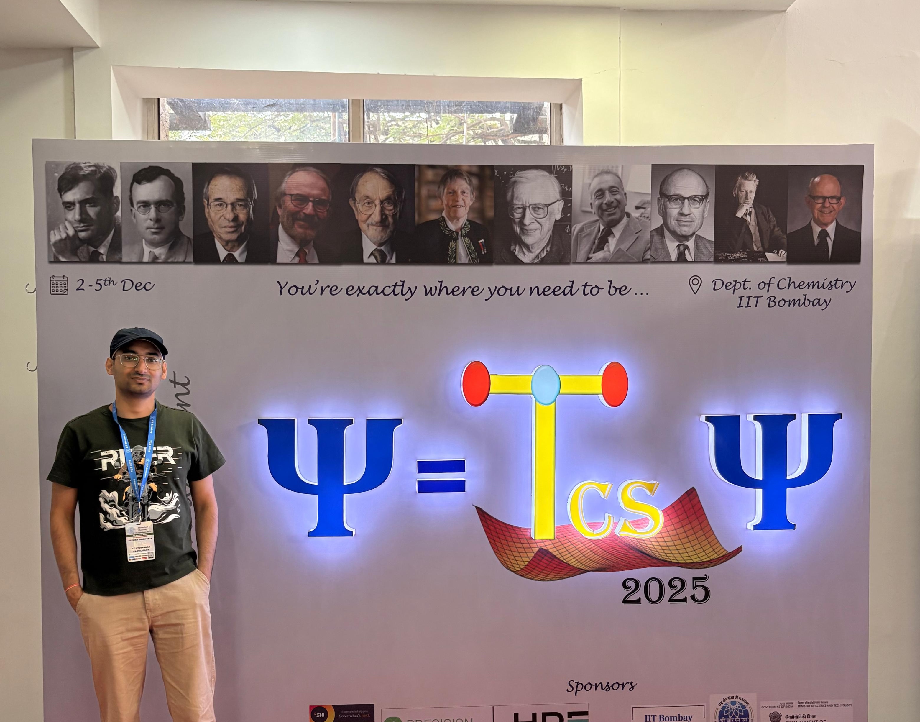 Best Poster presentation award at Theoretical Chemistry Symposium (TCS-2025) for Mr. Deewan Singh Teja